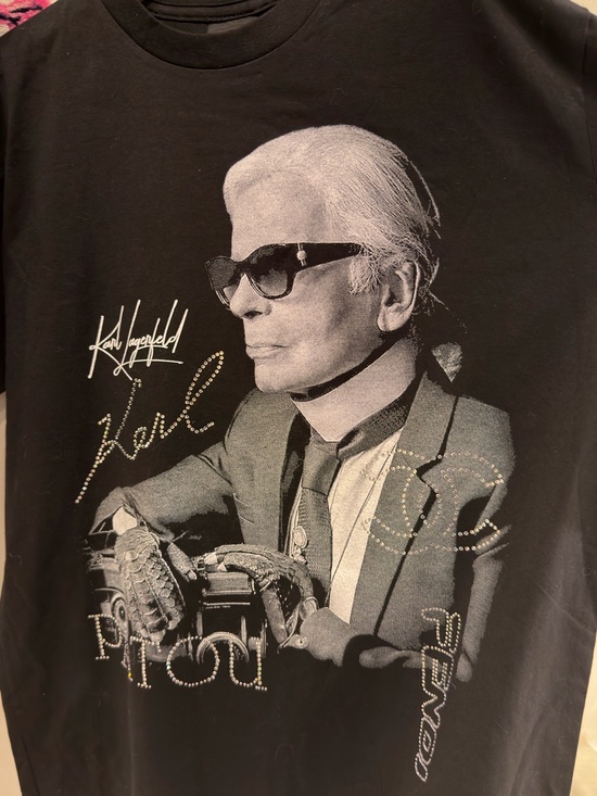 Karl Lagerfeld Tops - Karl Lagerfeld Swarovski Crystal Studded Tee Shirt - Double-sided with quote